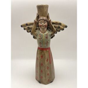 Terracotta‎ Angel Peruvian Style Candleholder Handpainted